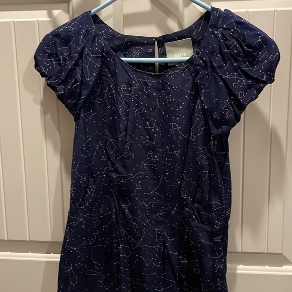 Anthropologie trace the stars Maeve blouse puff sleeve xs 2 small  constellation - Picture 2 of 5
